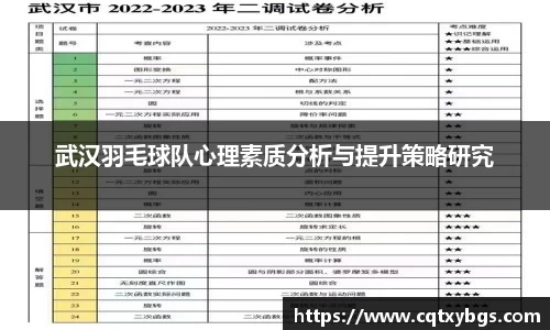 武汉羽毛球队心理素质分析与提升策略研究